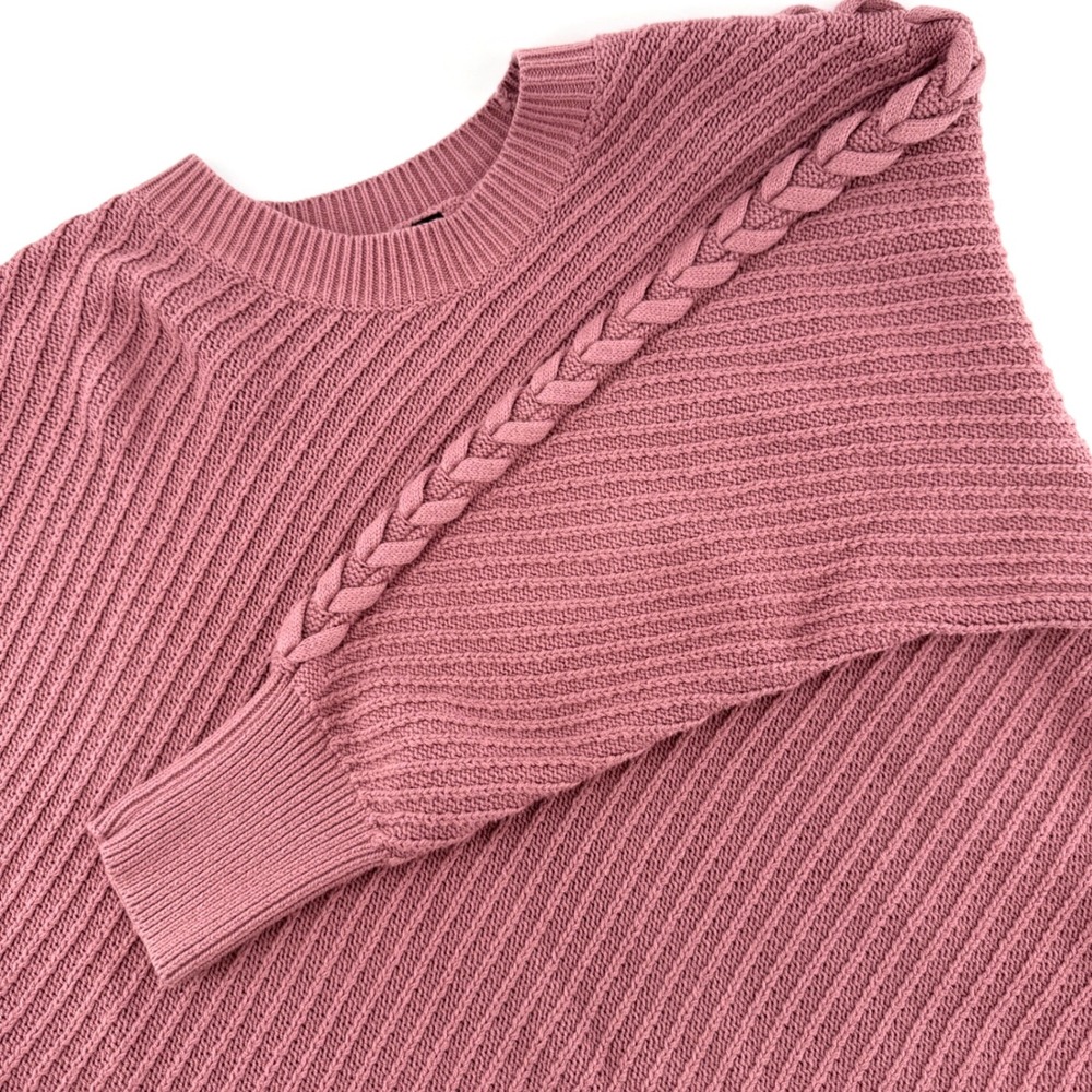 Simply Vera Vera Wang Sweater Womens L Pink Ribbed Cable Knit Pullover